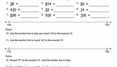 rounding on a number line worksheet