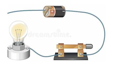 Circuit Diagram with Battery and Lightbulb Stock Vector - Illustration