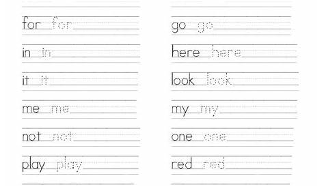 trace sight words worksheets