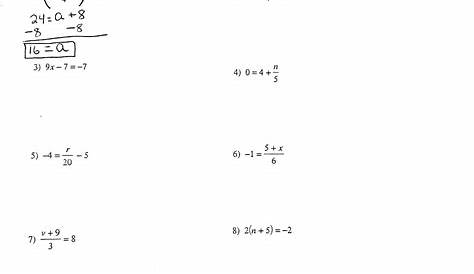Solving One Step Equations Worksheet — db-excel.com