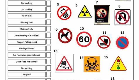Vocabulary Matching Worksheet - Signs | Kindergarten worksheets, Safety