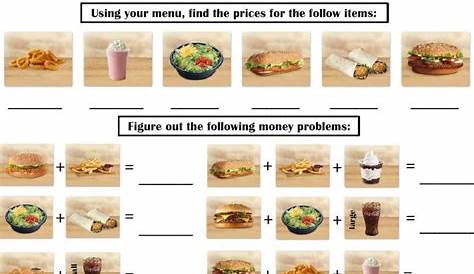giant burgers math worksheet