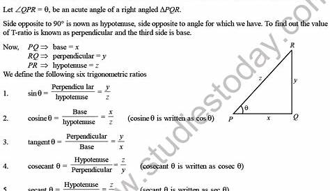 CBSE Class 10 Trigonometry Printable Worksheet Set A