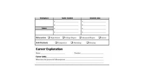 Career Exploration Worksheets Printable – Learning How to Read