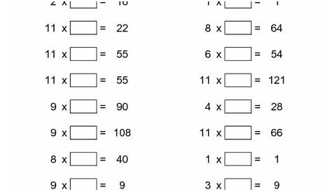 missing factor multiplication worksheet