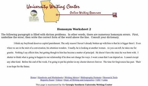 homonym worksheet grade 1