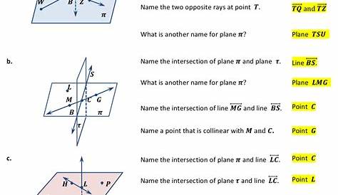 Points Lines and Planes Worksheets ⋆ GeometryCoach.com