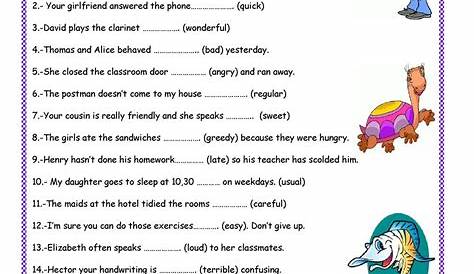 2nd Grade Adverbs Worksheet