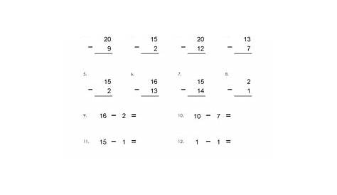 subtraction worksheet up to 20