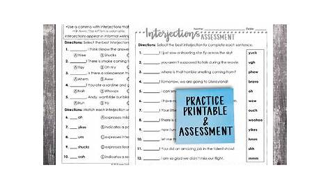 interjections worksheets 5th grade