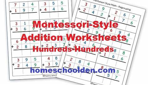 Montessori-Style Addition Pages with Regrouping - Hundreds Packet