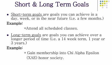 long and short term goals worksheet