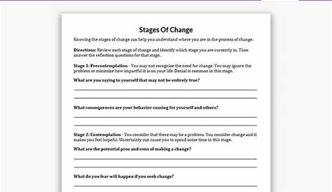 printable stages of change worksheet