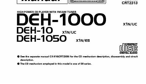 PIONEER DEH1000 SM Service Manual download, schematics, eeprom, repair