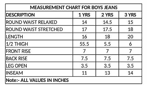 rock and roll denim size chart