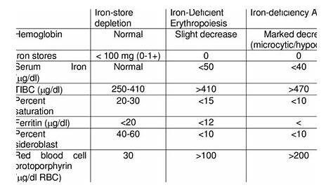 iron studies interpretation chart