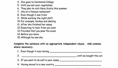 sentence fragments worksheets with answers