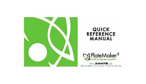 Xanté PlateMaker 5 Quick Reference Guide | Manualzz