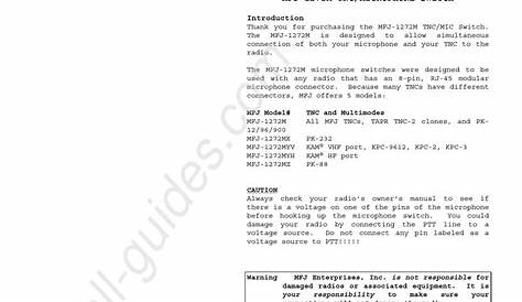 MFJ -1272M INSTRUCTION MANUAL Pdf Download | ManualsLib
