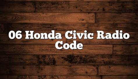 radio code 2009 honda civic