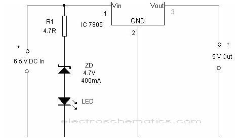 circuit diagram of 7805 voltage regulator