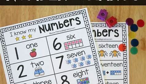 number charts for kindergarten
