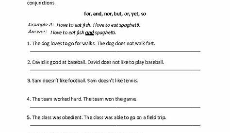 Conjunctions Worksheets For Class 6