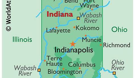Map of Indiana Large Color Map