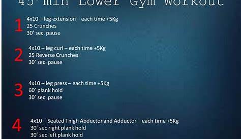 45' Minutes Lower Gym Workout Lower Workout, Plank Hold, Reverse