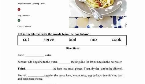 Cooking Terms Worksheets Answers