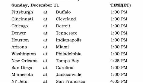 Printable NFL Week 14 Schedule Pick em Office Pool 2016
