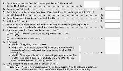 social security benefits worksheet - line 6a and 6b