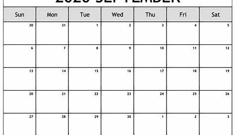 september 2020 calendar printable