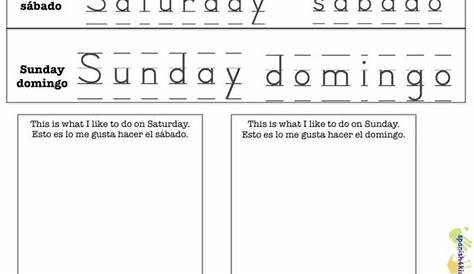 spanish worksheets days of the week
