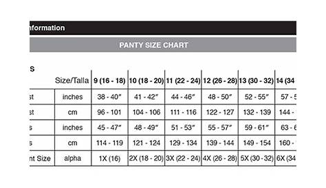 Amazon Essentials Panties Size Chart