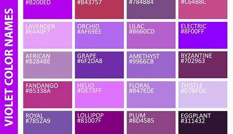 purple color names chart