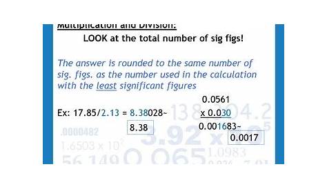 significant figures calculations worksheets