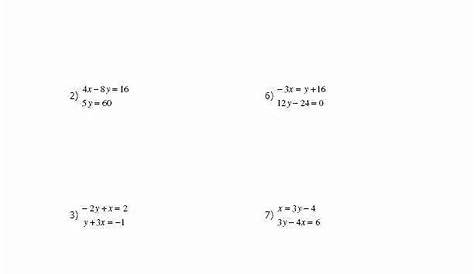 solving systems of equation by elimination worksheets