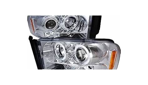 Dodge Ram 2002 2003 2004 LED Halo Projector Headlights - Chrome