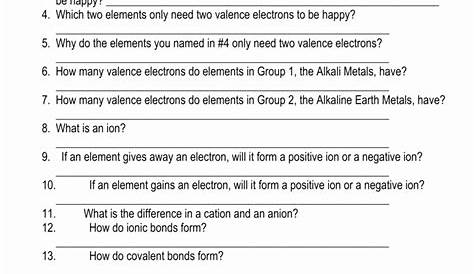 ionic bonding worksheets with answers