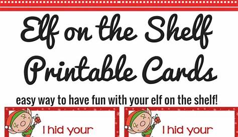 Elf on The Shelf Printable Cards - New Ideas To Try