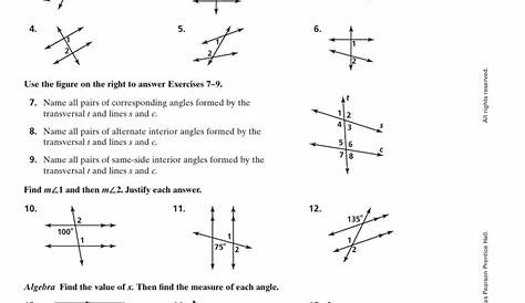 proving lines parallel worksheets