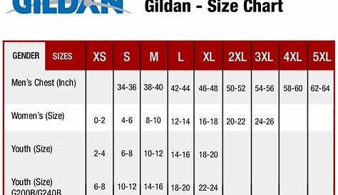 gildan shirts size chart youth