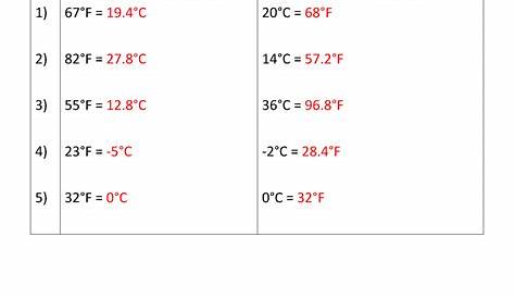 Great temperature conversion worksheet answers temperature conversion