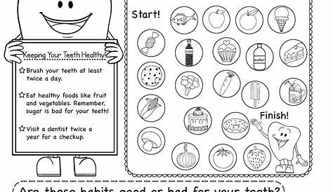 Free Printable Dental Health Worksheet for Kindergarten