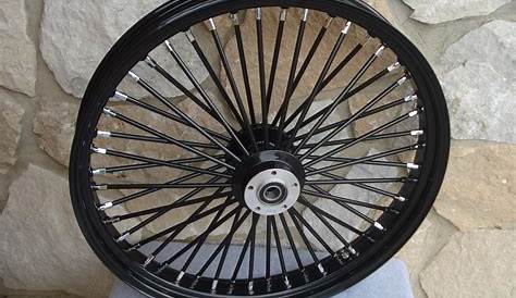 26 X 3.5" BLACK 48 FAT KING SPOKE FRONT WHEEL FOR HARLEY FLT & CUSTOM 1