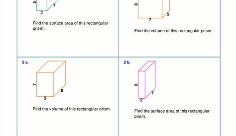 surface area of prisms worksheets answers