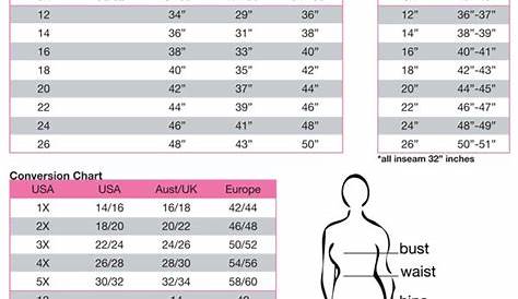 junior clothing size chart