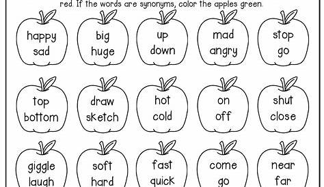 Synonyms Worksheet for Kindergarten | Worksheet for Kindergarten