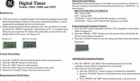 Ge Appliances Plugin Digital Timer 15089 Owners Manual